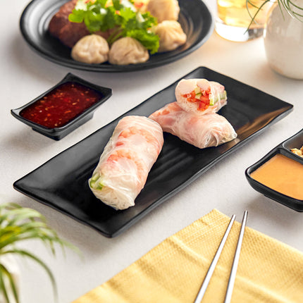 Đĩa dài melamine Acopa Izumi 30 x 14 cm màu đen mờ - Gói 12 cái