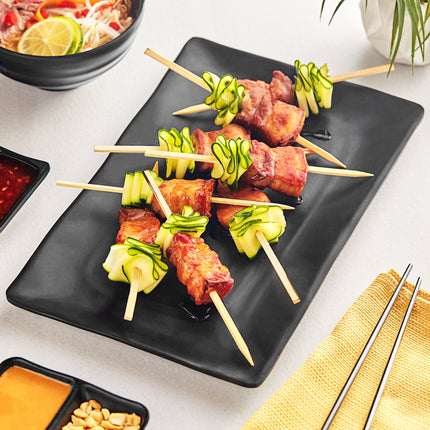 Đĩa lớn melamine đen mờ Acopa Izumi 36 x 23 cm - Gói 12 cái