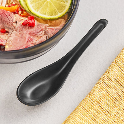 Muỗng súp châu Á Acopa Izumi 14,6 cm melamine đen nhám - Vỉ 24 cái