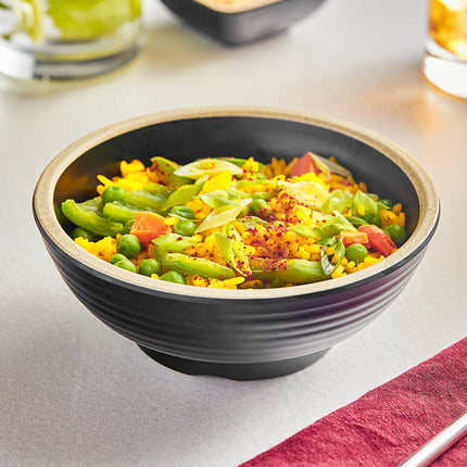 Tô melamine đen mờ viền ngà Acopa Ugoki 444 ml - Gói 12 cái