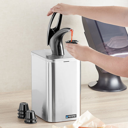 Hệ thống bình phân phối gia vị dạng bơm đặt bàn San Jamar P4900BK FrontLine đa năng - màu đen