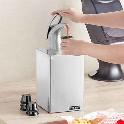 Hộp bình phân phối gia vị đặt bàn San Jamar P4800 FrontLine kèm vòi bơm mạ crôm