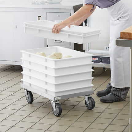 Bộ khay ủ bột Baker's Lane 46 x 66 x 7,6 cm trắng kèm xe đẩy nhôm - Gói 6 cái