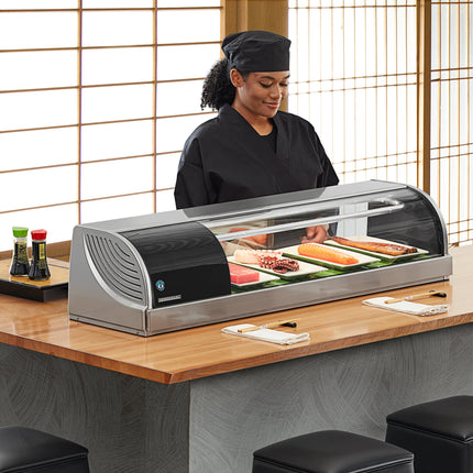 Tủ trưng bày sushi lạnh Hoshizaki HNC-120BA-L-SLH kính cong 119 cm - Máy nén bên trái