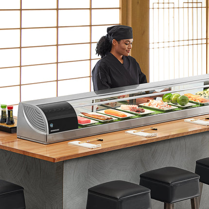 Tủ trưng bày sushi lạnh kính cong Hoshizaki HNC-210BA-L-SLH 211 cm - Máy nén bên trái