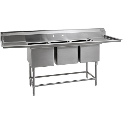 Bồn rửa 3 ngăn thương mại Eagle Group Spec-Master FN2860-3-18 259 cm kèm 2 bàn thoát nước 46 cm