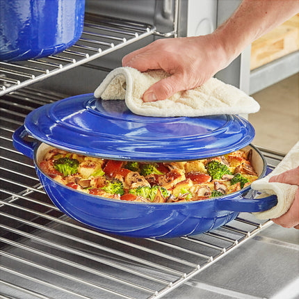Nồi hầm / đĩa casserole gang tráng men Valor màu xanh thiên hà 3,1 lít, kèm nắp