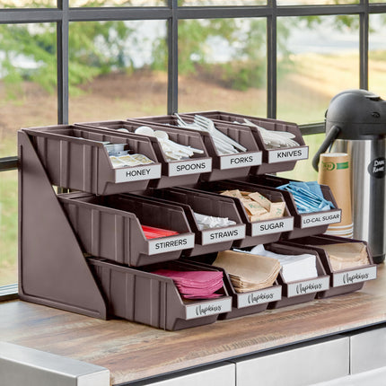 Bộ khay đựng tự phục vụ 3 tầng Choice nâu kèm 12 khay và 2 tờ nhãn