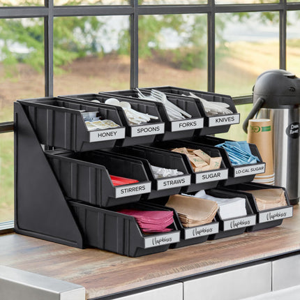 Bộ khay đựng tự phục vụ 3 tầng Choice đen kèm 12 khay và 2 tờ nhãn