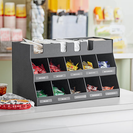 Giá đựng gia vị để bàn 16 ngăn ServSense màu đen 68,6 x 32,4 x 40,6 cm