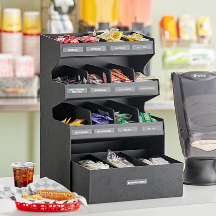 Giá đựng gia vị để bàn 15 ngăn có ngăn kéo đáy ServSense màu đen 40,6 x 30,5 x 61 cm
