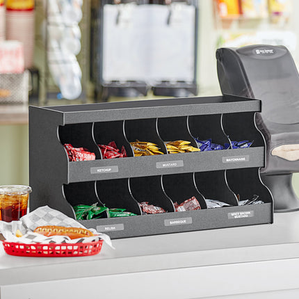 Giá đựng gia vị để bàn 12 ngăn ServSense màu đen 61 x 22,9 x 33 cm