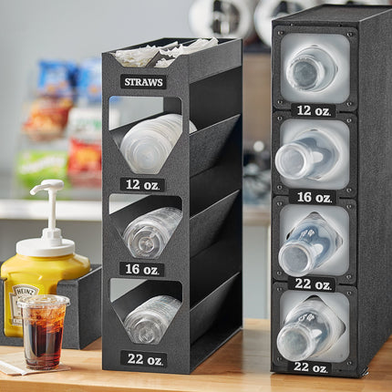 Trụ đựng nắp ly / ống hút 5 ngăn để bàn ServSense màu đen - 16,5 x 40,6 x 58,4 cm