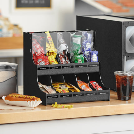 Hộp đựng gia vị nhỏ 10 ngăn tự chảy đặt bàn ServSense đen 32 x 23 x 30 cm