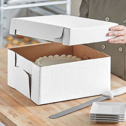 Hộp đựng bánh 2 mảnh giấy gợn sóng 30 x 30 x 15 cm màu trắng - Thùng 25 cái