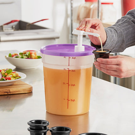 Bộ vòi bơm gia vị Choice kèm hộp tròn trong mờ 3,8 lít nắp tím, vòi bơm 30 ml