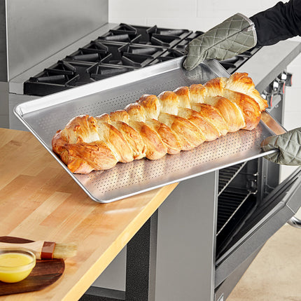 Khay nướng nhôm đục lỗ Choice khổ đầy đủ 46 x 66 cm viền lồng khung dây dày 19 gauge - Thùng 12 cái