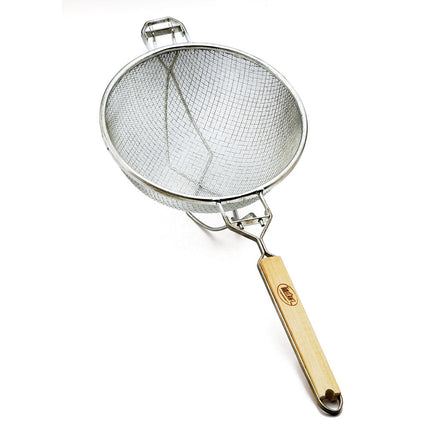 Rây Lọc Tablecraft 1024 33.7 cm Tay Cầm Gỗ Tròn, Lưới Đôi, Mạ Thiếc