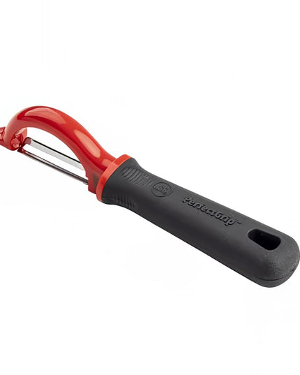 Tablecraft 10997 Ergonomic Soft Grip Straight Peeler w/ Straight Edge