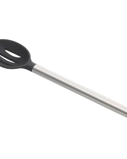 Thìa Phục Vụ Có Rãnh Tablecraft CW401 33 cm Đầu Silicone Đen Tay Cầm Thép Không Gỉ