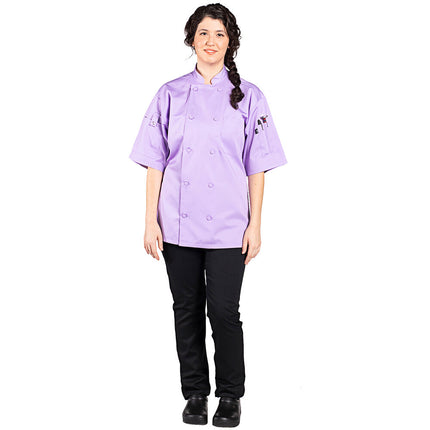Áo bếp tay ngắn unisex Uncommon Chef Resilience màu tím lilac nhẹ in tùy chỉnh 0707 - 2X