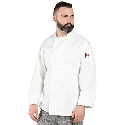 Áo bếp tay dài unisex Uncommon Chef Classic Knot Pro Vent màu trắng lưng lưới in tùy chỉnh 0427 - 2X