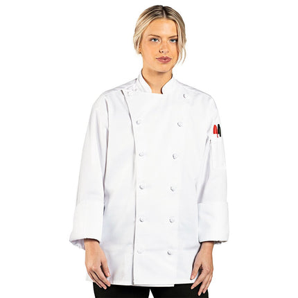 Áo bếp tay dài unisex Uncommon Chef Mirage 0411 màu trắng tùy chỉnh kiểu executive - cỡ L