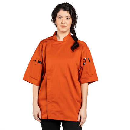 Áo bếp Uncommon Chef Venture Pro Vent unisex nhẹ cam tay ngắn với lưng lưới 0703 - 2X