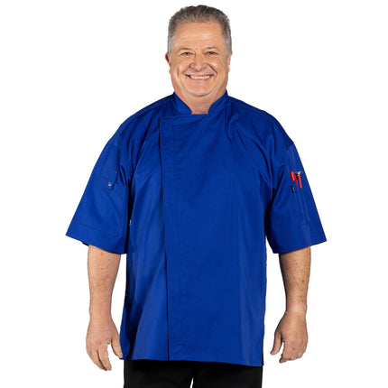 Áo bếp tay ngắn nhẹ Uncommon Chef Venture Pro Vent 0703 unisex màu xanh dương lưng lưới - 2XL