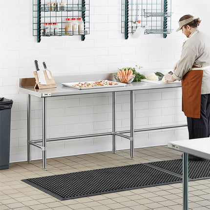 Bàn làm việc chân hở thép không gỉ 304 Regency 61 x 274 cm với gờ chắn 10 cm