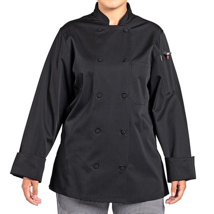 Áo bếp tay dài nhẹ Uncommon Chef Tempest Pro Vent 0702 nữ màu đen lưng lưới tùy chỉnh - 2XL