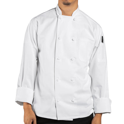 Áo bếp unisex tay dài Uncommon Chef Classic Knot 0403 trắng, tùy chỉnh - size 2XL