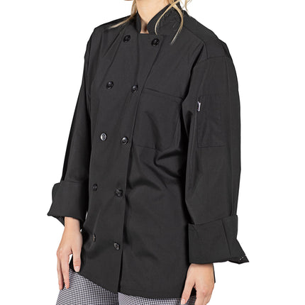 Áo bếp dài tay unisex đen nhẹ tùy chỉnh Uncommon Chef Classic 0413 với 10 nút - 2XL
