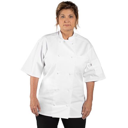 Áo bếp tay ngắn Uncommon Chef Monterey unisex màu trắng có thể in logo 0484 - 2X