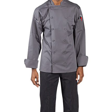 Áo bếp tay dài unisex Uncommon Chef Vigor Pro Vent nhẹ xám đá lưng lưới, tùy chỉnh 0705 - 2XL