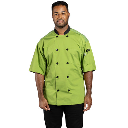 Áo bếp tay ngắn Uncommon Chef Havana unisex màu bơ lưng lưới có thể in logo 0494 - 2X