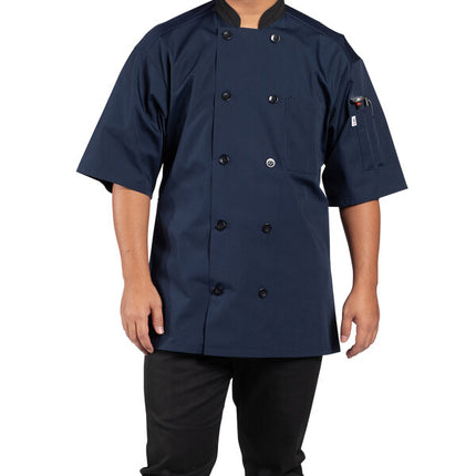 Áo bếp unisex tay ngắn lưng lưới Uncommon Chef Havana 0494 xanh navy, tùy chỉnh - size 2XL