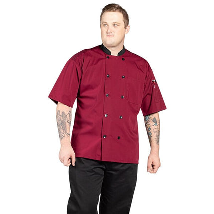 Áo đầu bếp tay ngắn tùy chỉnh màu rượu vang lưng lưới Uncommon Chef Havana 0494 unisex - 3X
