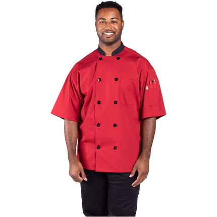Áo bếp cộc tay lưng lưới Uncommon Chef Havana màu đỏ size 2XL
