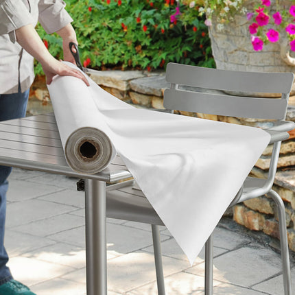 Khăn trải bàn vinyl họa tiết trơn màu trắng mặt lót nỉ Choice khổ rộng 132,1 cm, cuộn 25 yard