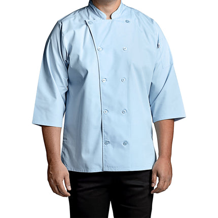 Áo bếp tay lửng unisex nhẹ Uncommon Chef Epic màu xanh da trời có khe thông hơi tùy chỉnh 0975 - 3XL