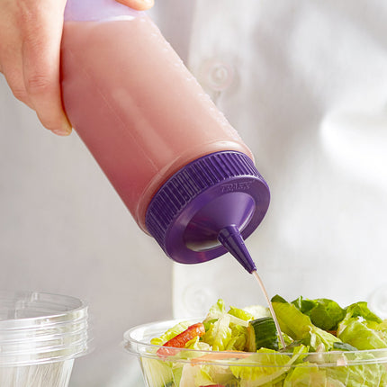 Bình bóp nước sốt nhựa tím Vollrath Traex® Color-Mate™ 710 ml đầu đơn miệng rộng - 4924C-54