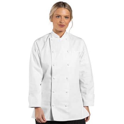 Áo bếp nữ dài tay cotton Uncommon Chef Navona màu trắng tùy chỉnh 0470C - 2XL