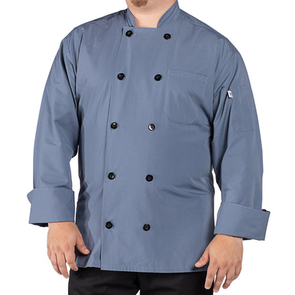 Áo bếp dài tay unisex xám thép nhẹ tùy chỉnh Uncommon Chef Classic 0413 với 10 nút - 2XL