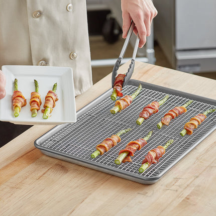 Bộ khay nướng nhôm chống dính viền dây thép 18 gauge 33 x 46 cm kèm vỉ làm nguội thép không gỉ có chân Baker's Lane nửa