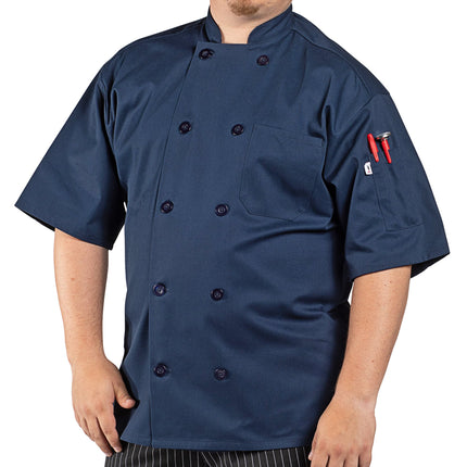 Áo bếp tay ngắn unisex Uncommon Chef South Beach 0415 màu xanh navy tùy chỉnh - cỡ L