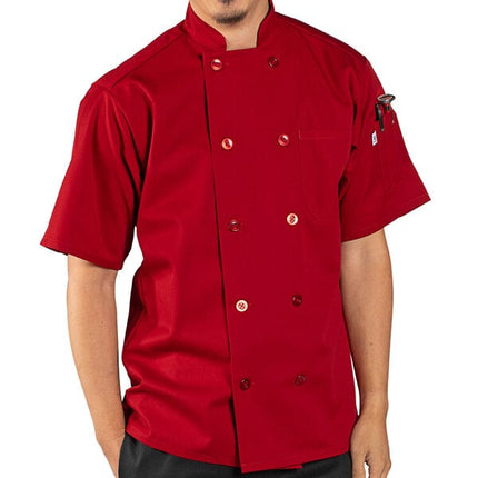 Áo bếp tay ngắn unisex Uncommon Chef South Beach 0415 màu đỏ in tùy chỉnh - M