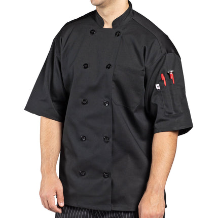Áo bếp tay ngắn lưng lưới Uncommon Chef Montego Pro Vent 0429 unisex đen, tùy chỉnh - size XL