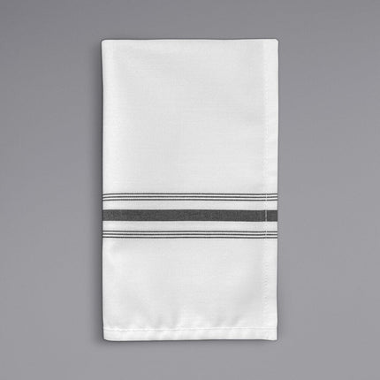 Khăn ăn đen bằng polyester 100% sọc Oxford Super Blend 46 cm x 56 cm - Gói 12 cái