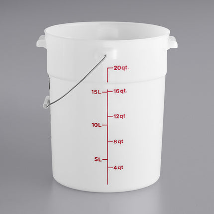 Xô nhựa polyethylene tròn trắng có tay cầm tùy chỉnh Cambro 20,8 lít